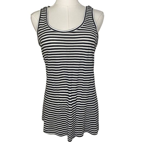 MaxMara Basic Tank Top Blouse Camisole Womens Medium Black White Stripe - Picture 1 of 7